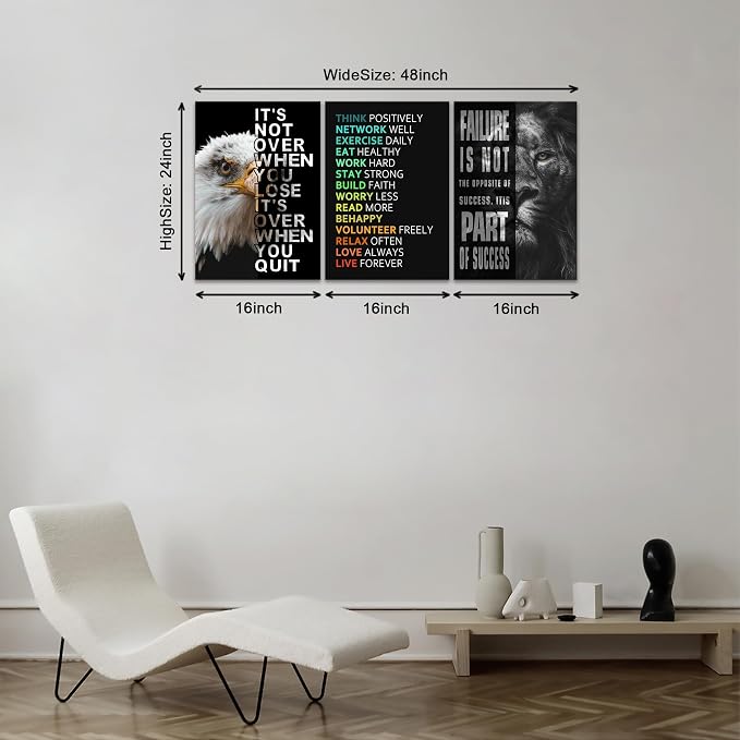 KAWAHONE Motivational Wall Art -Bald Eagle and Lion Inspirational Picture - Image 4