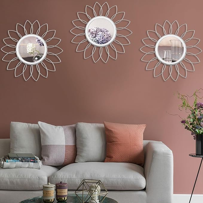 3 Pack Metal Mirrors for Wall Sunburst Wall Mirrors Home Décor Decorative - Image 4