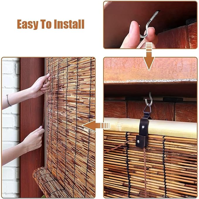 Bamboo Blinds for Patio, Outdoor Bamboo Roll up Shades, Waterproof Cordless - Image 5