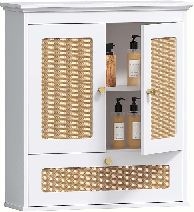 Spirich Bathroom Wall Cabinet Over Toilet, Boho Rattan Medicine Cabinet by SpirichLLC