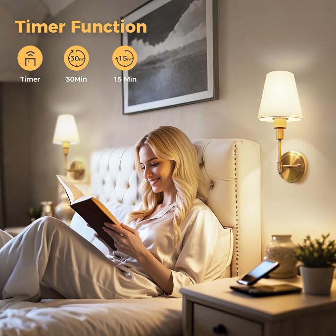 DORESshop Battery Operated Wall Sconce Set of 2, Wall Light Wireless Easy to - Image 4