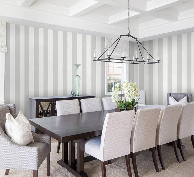 Guvana 17.7"×394" Grey and White Peel and Stick Wallpaper Striped Contact Paper - Image 3