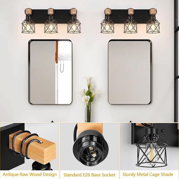 FadimiKoo 3-Light Farmhouse Vanity Light - Image 3
