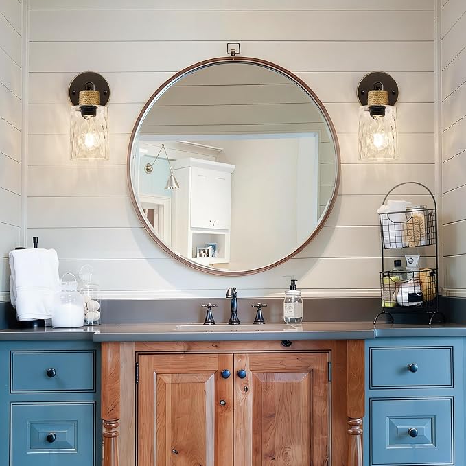 MOKATNG Set of 2 Wall Sconces for Bathroom, Coastal Modern Vanity Lights - Image 9