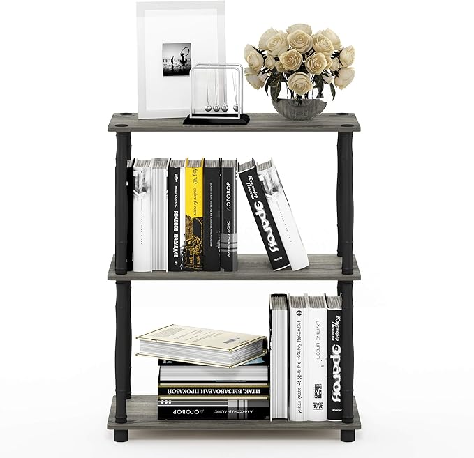 Furinno 18029GYW/BK Turn-N-Tube 3-Tier Compact Multipurpose Shelf Display Rack by Furinno-FitsYourSpaceFitsYourBudget