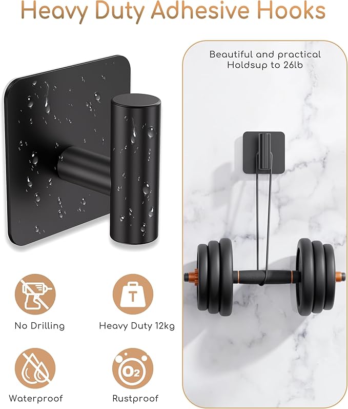 Aikzik 4 Pack Large Heavy Duty Wall Hooks - 26lb Max - Image 6