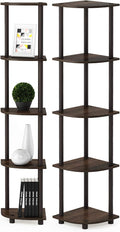 Furinno TURN-N-TUBE Corner Shelf Set of 2, 5-Tier Corner Bookshelf, Open by Furinno-FitsYourSpaceFitsYourBudget