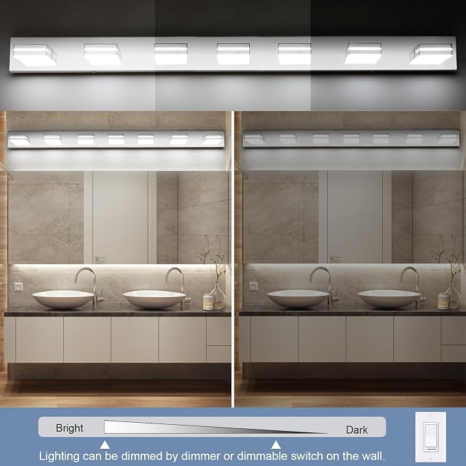 SineRise LED Modern Bathroom Vanity Light Fixtures, Chrome Modern Acrylic - Image 3