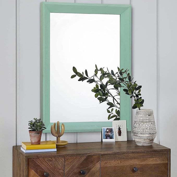 AAZZKANG Wood Framed Mirror Rectangle Modern Farmhouse Wall Mirrors Decor Large - Image 3