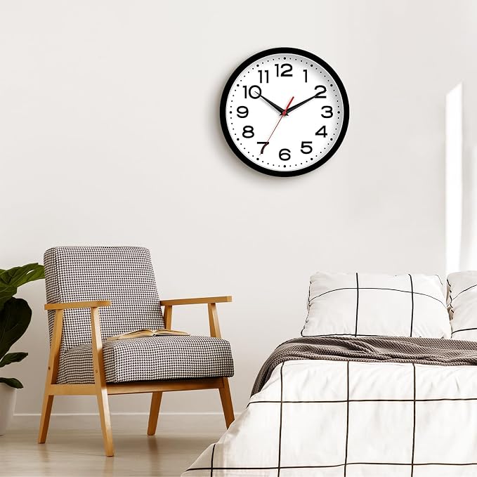 Roymnie Wall Clock Silent Non-Ticking Modern Clock Battery Operated 10 Inch - Image 2