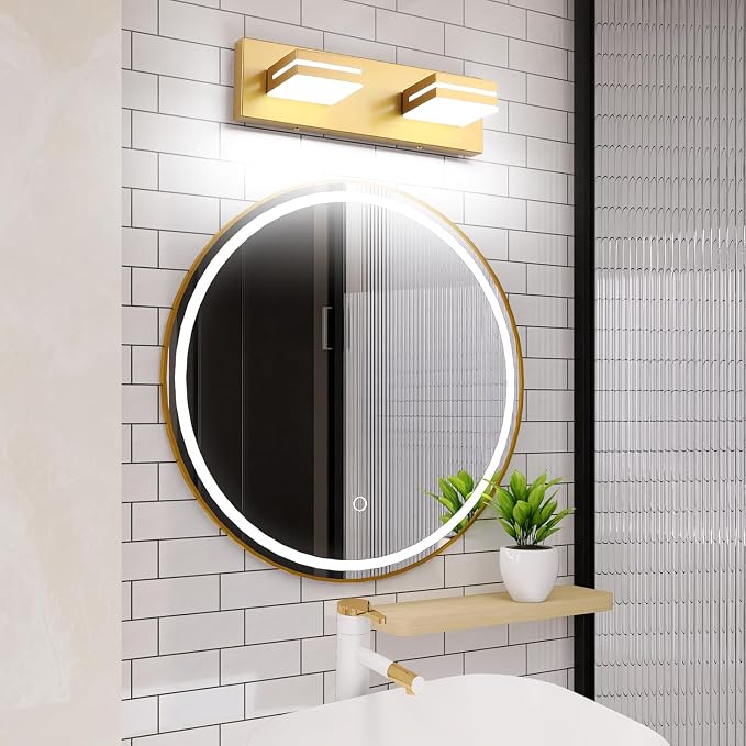 SineRise LED Modern Bathroom Vanity Light Fixtures, Matte Gold Modern Acrylic - Image 8