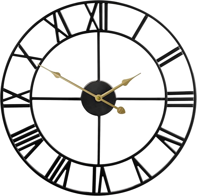 Large Modern Metal Wall Clocks Rustic Round Nearly Silent Little Ticking - Image 9