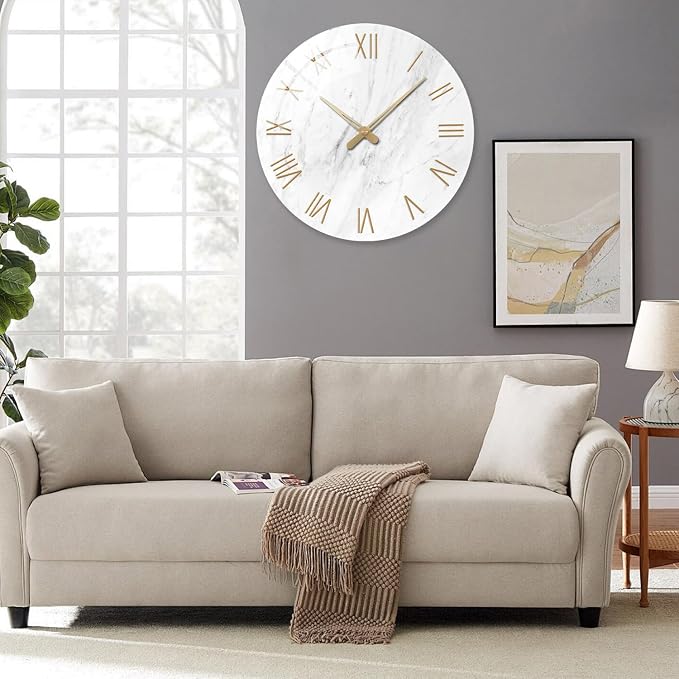 24 Inch White Minimalist Glass Wall Clocks Battery Operated Extra Large Wall - Image 3