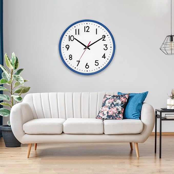 HZDHCLH Wall Clock Blue, Silent Wall Clocks Battery Operated 10 Inch Modern Non - Image 6