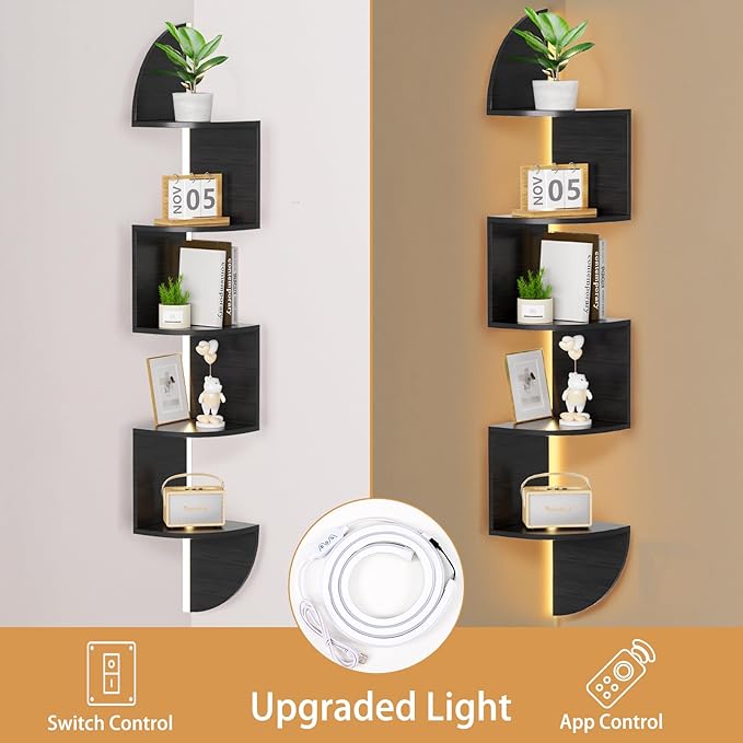 Waipfaru Corner Shelf, 5 Tier Bookshelf - Image 4