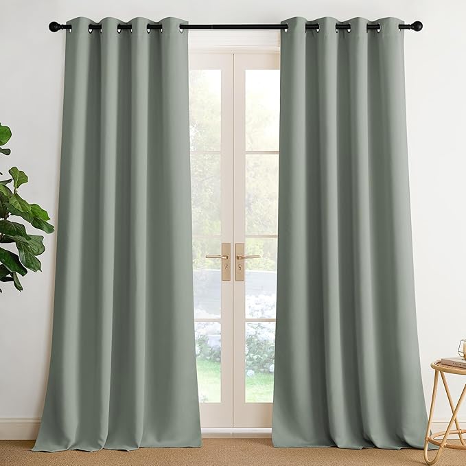 NICETOWN Room Darkening Draperies Curtains Panels, 2 Panels Sage Green W52 x L90 by NICETOWN