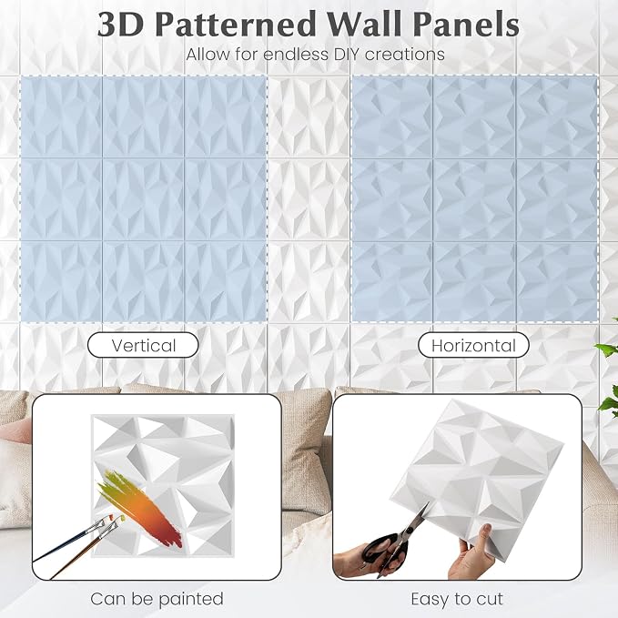 Giantex 100 Pack 3D Wall Panels, Lightweight Waterproof, DIY Cut & Paint - Image 5