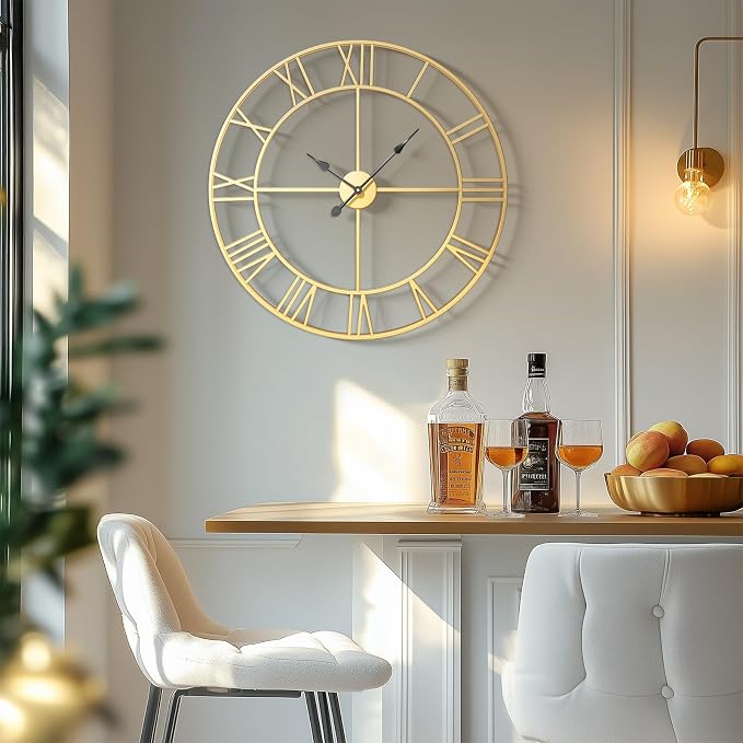 Cuspin Wall Clock, Battery-Operated Metal Roman Number Round Decorative Big by Cuspin