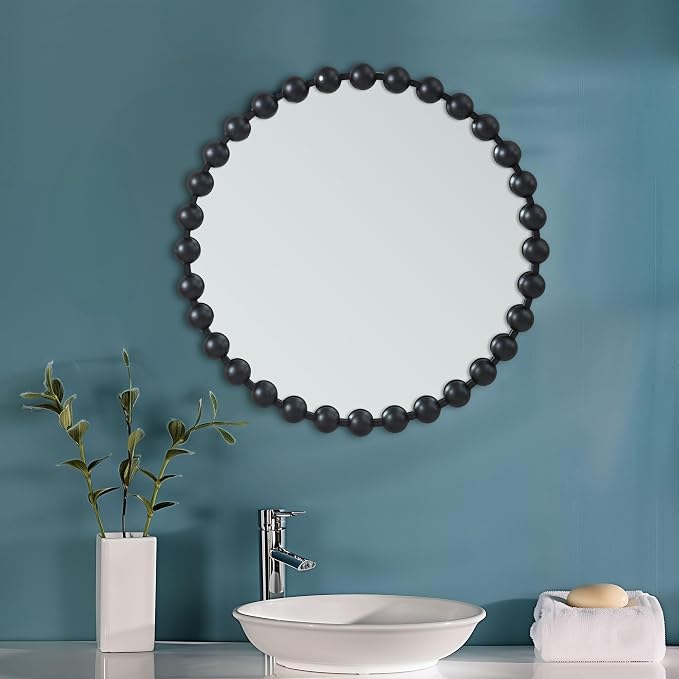 Madison Park Round Mirror, Metal Frame Circle Mirror 27 inch, Wall Art Decor - Image 8