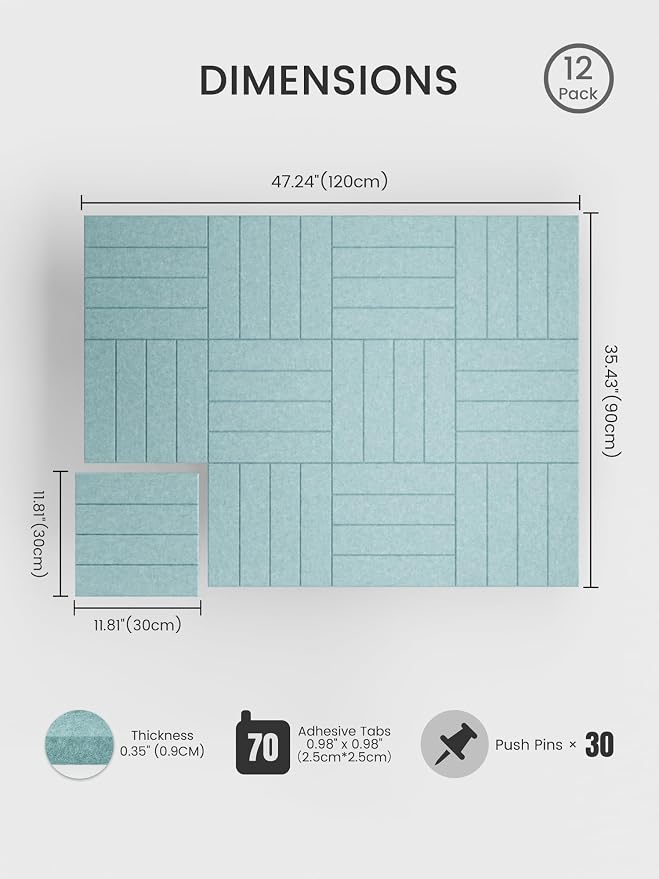 Bumusty Large Cork Board Alternative-48 x 36" Felt Bulletin Board Tiles - Image 2
