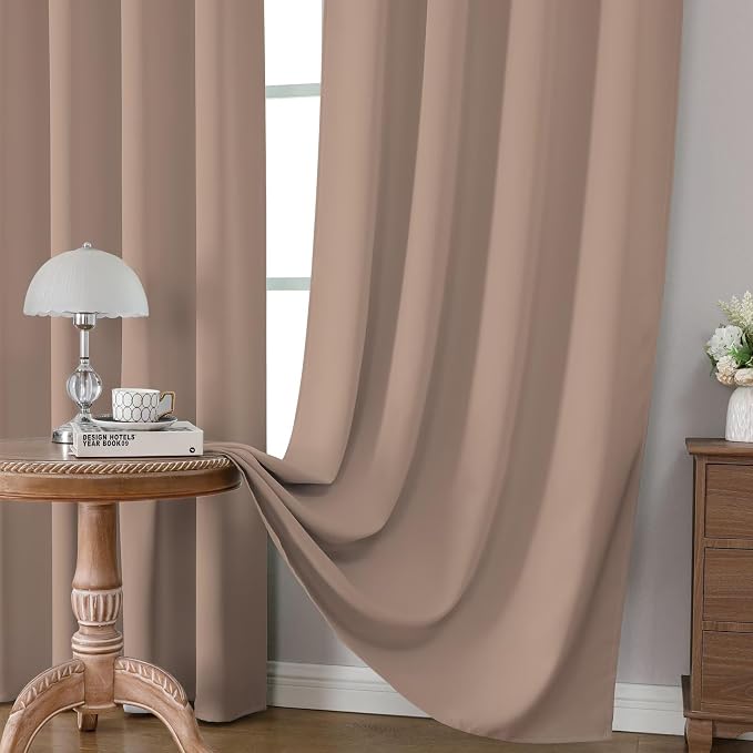 CUCRAF Khaki Blackout Curtains 84 inch Length 2 Panels Set, Rod Pocket Room - Image 5