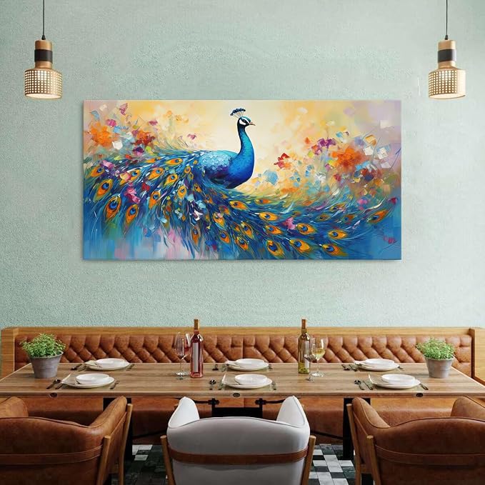 Abstract Peacock Wall Art Colorful Peacock Pictures Wall Decor Abstract Bird - Image 4
