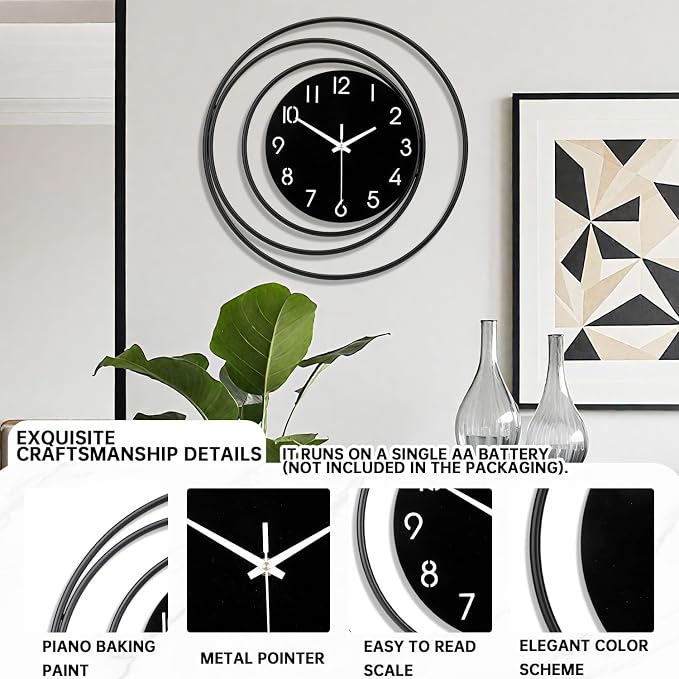 Dankeit 16inch Decorative Wall Clock, Silent Non-Ticking Quality Quartz Battery - Image 2
