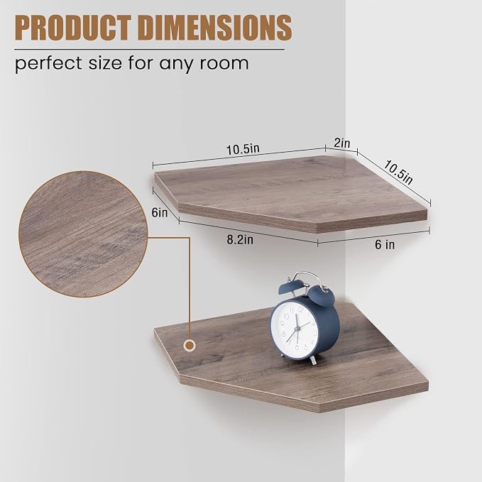 Fun Memories Corner Shelf Wall Mount, Floating Corner Shelves, Rustic Wood Wall - Image 2