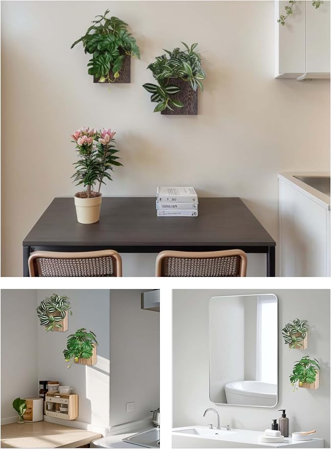 Wood Wall Planter Vase with Artificial Plants Wall Decor, Small Wall Hanging - Image 6