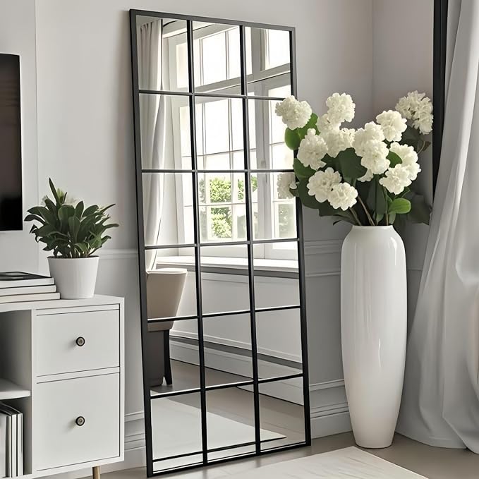 Dewfig 65"x 24" Window pane Full Length Mirror, Wall Mirror, Floor Standing by YourSpacePerfectlyReflected