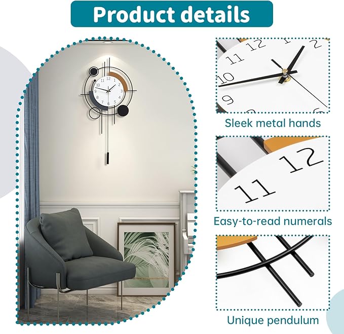 Large Wall Clocks for Living Room Decor Modern Silent Wall Clock Battery - Image 5