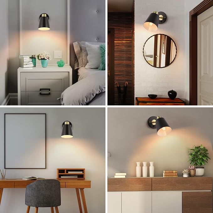 VATONI Wall Sconce Plug in, Dimmable Wall Sconces Adjustable Wall Lights - Image 6