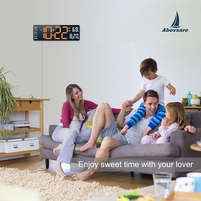Abovsare Digital Wall Clock for Living Room Decor, Desk Alarm Clock for Bedroom - Image 5