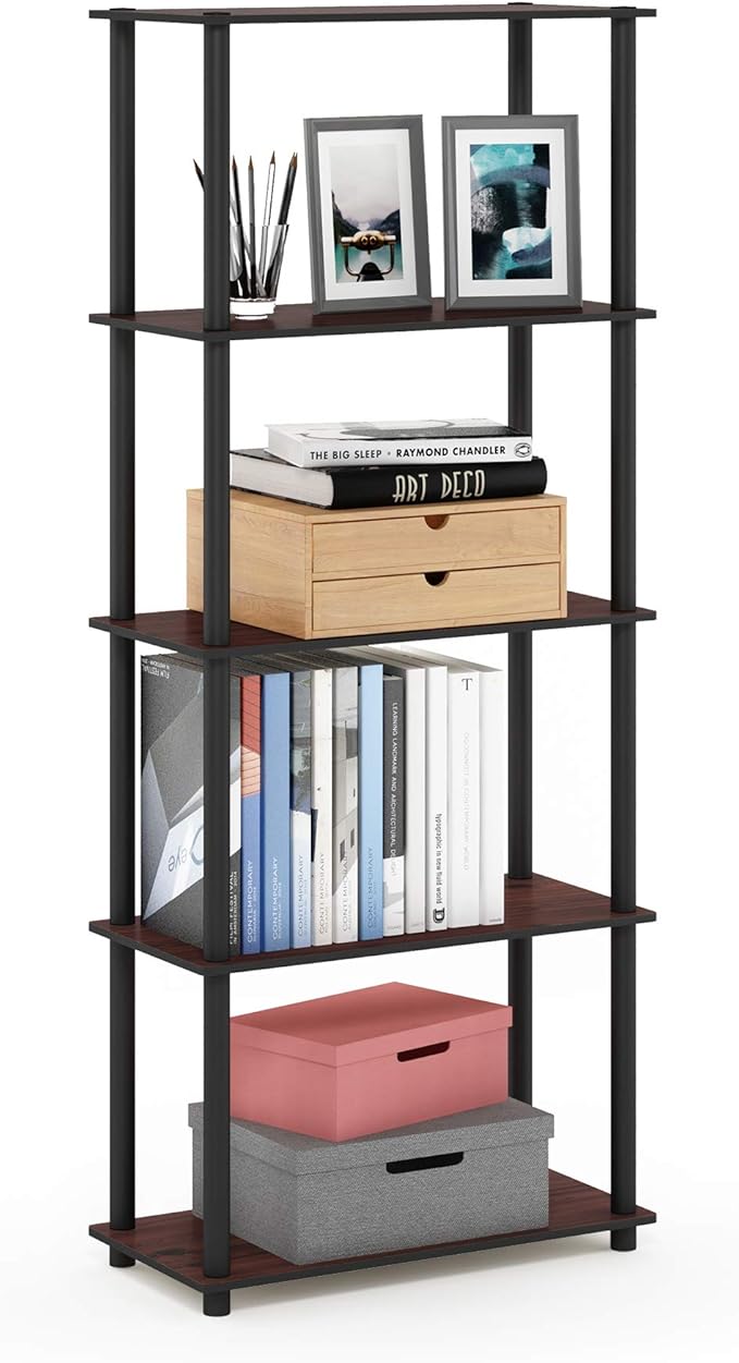 Furinno TURN-N-TUBE Storage Shelves, 5-Tier Book Shelf, Corner Shelf, Toolless by Furinno-FitsYourSpaceFitsYourBudget