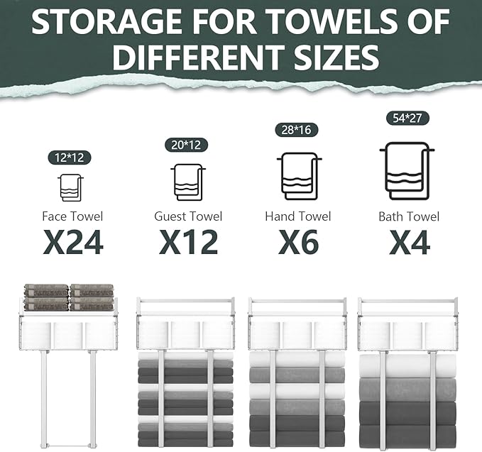 Towel Racks for Bathroom, Bathroom Shelf Over Toilet, Floating Shelves - Image 6