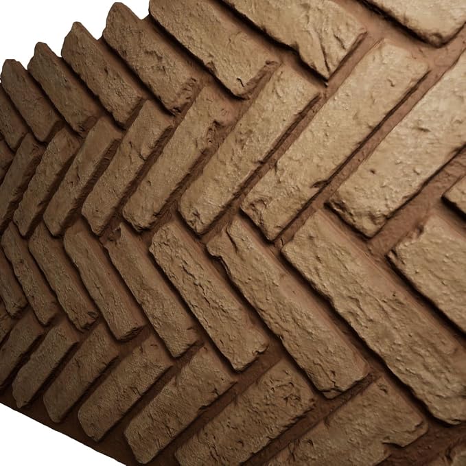 EverStone Herringbone Faux Brick Panel, 46 1/2"W x 25 1/4"H x 1"D, Terracotta - Image 7