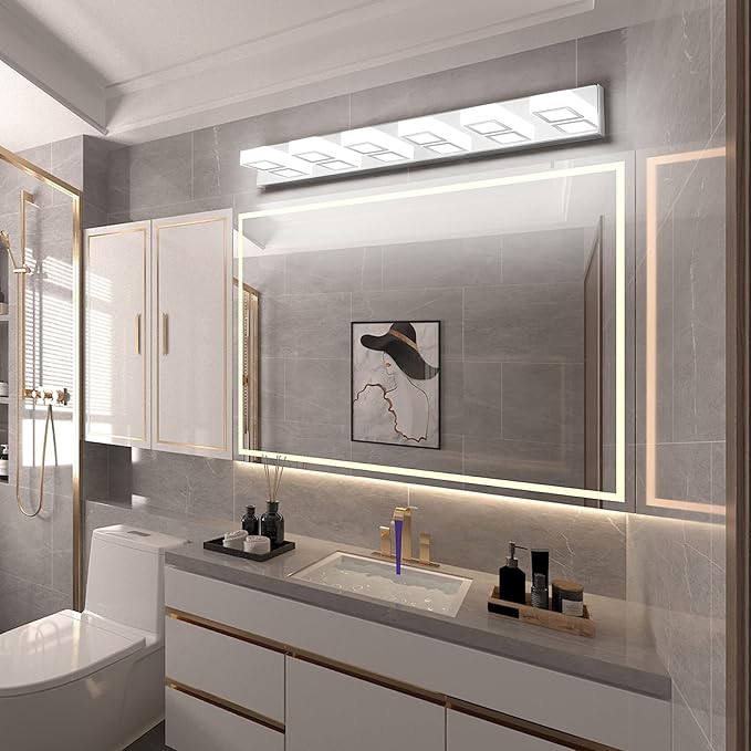 Ralbay LED Modern Chrome Vanity Lights 6 Lights Stainless Steel Acrylic Modern - Image 6