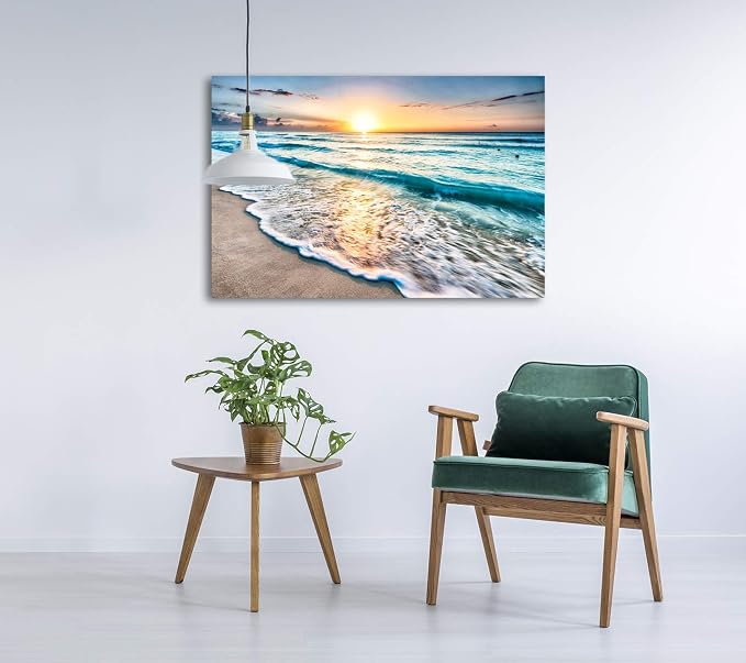 Baisuart S02269 Canvas Prints Wall Art Beach Sunset Paintings Ocean Waves - Image 2