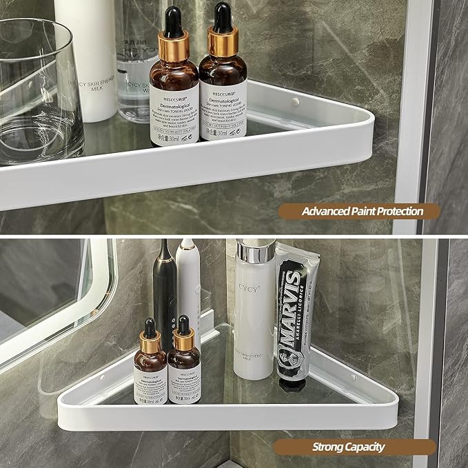 VOLPONE Bathroom Shelves Wall Mounted Glass Corner Shelf - Image 7