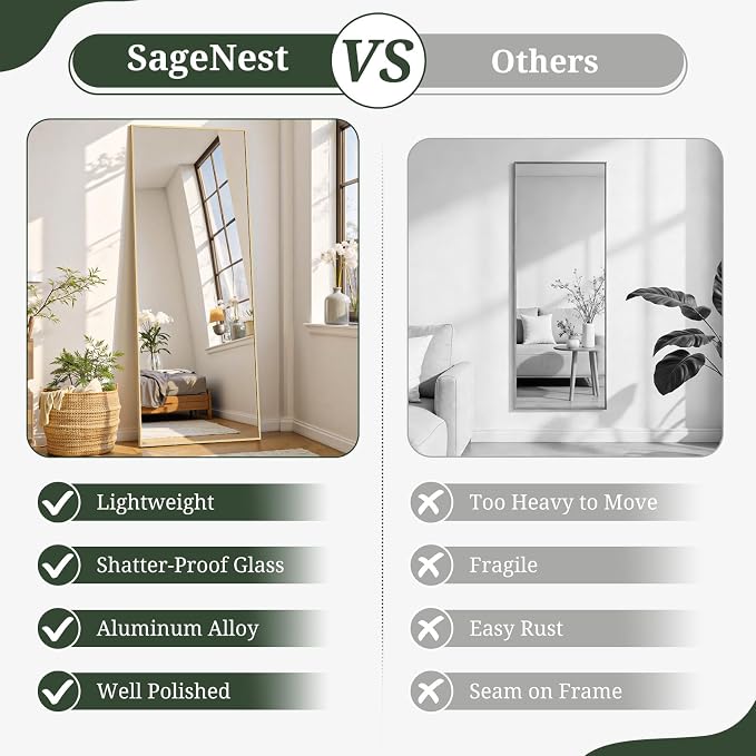 Mirror Full Length 64"x21" Full Body Floor Mirror - Image 7