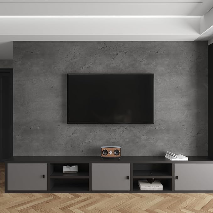 3yecao 24"×197" Thick Dark Grey Black Concrete Wallpaper Waterproof Charcoal by 3YECAO