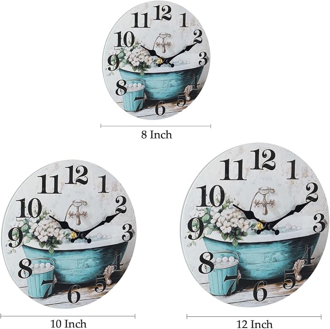 Bathroom Wall Clock, Rustic Style Waterproof Glass Shower Clock Wall Clock - Image 8