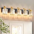 Black Gold Crystal Vanity Light Over Mirror 5 Lights Bathroom Wall Lighting by AIXIALIN