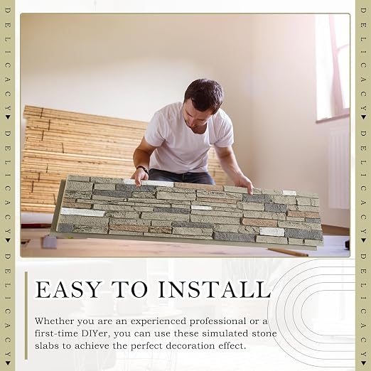2 Pack Faux Stone Panels Interior 45.6''l x 11.8''h x 0.98''d Faux Siding - Image 5