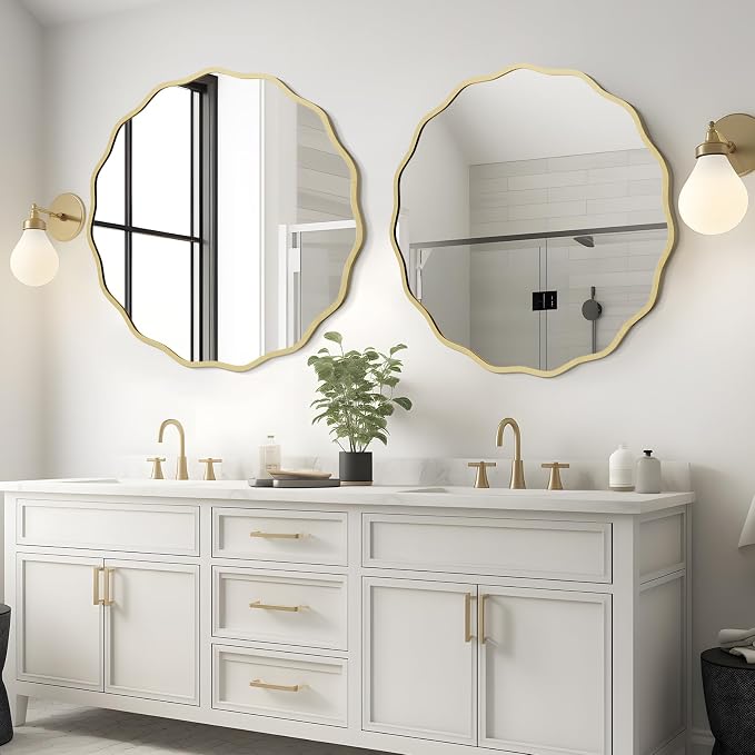 WallBeyond Round Wavy Mirror for Wall Decorative 28 inch, Modern Round Mirror - Image 2