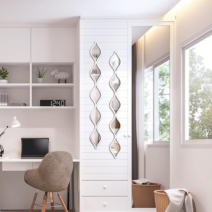 Yulejo 3 Pcs Acrylic Teardrop Mirror Wall Decor Decorative Mirror Narrow Decor - Image 5