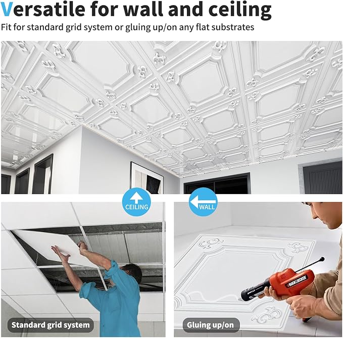 Art3d Drop Ceiling Tiles 24x24 in White, Wainscoting Panels Glue Up 2x2 - Image 5