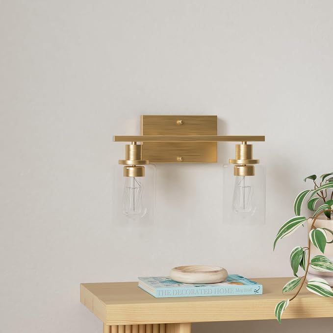 ShineTech 2-Light Gold Bathroom Vanity Fixtures, Modern Wall Lighting - Image 2