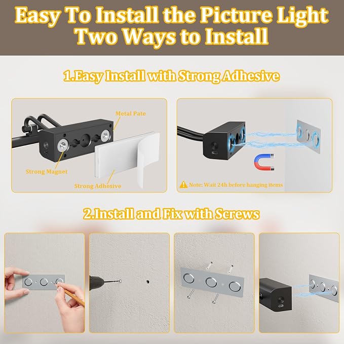 Battery Operated Picture Light for Wall, Wall Light for Living Room, 4000 mAh - Image 7
