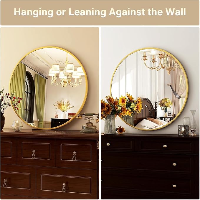 HARRITPURE Round Mirror 19.6 Gold Wall Mounted Circle Mirrors Vanity Mirror - Image 4